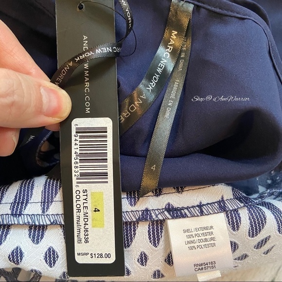 Andrew Marc NWT sleeveless zip blue abstract print dress *shop@iamwarrior - Picture 6 of 8